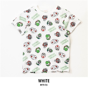 スーパーマリオ キッズ半袖Tシャツ(ホワイト-100cm)