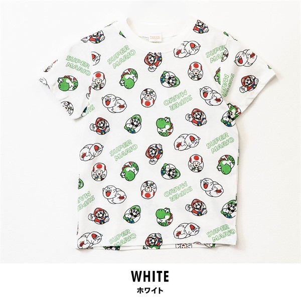 スーパーマリオ キッズ半袖Tシャツ(ホワイト-100cm)