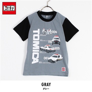 トミカ パトカー プリント 半袖Tシャツ(グレー-100)
