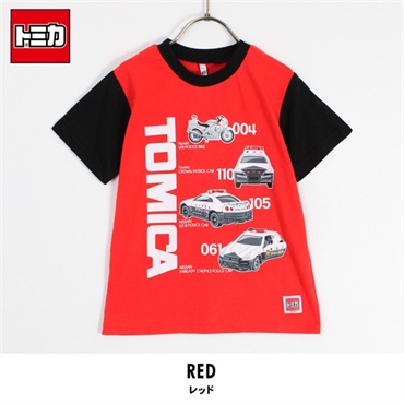 トミカ パトカー プリント 半袖Tシャツ(レッド-100)