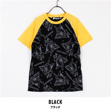 ポケットモンスター 黒いレックウザ 総柄 半袖 Tシャツ(ブラック-110cm)