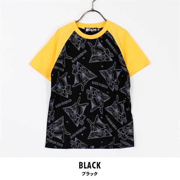 ポケットモンスター 黒いレックウザ 総柄 半袖 Tシャツ(ブラック-110cm)