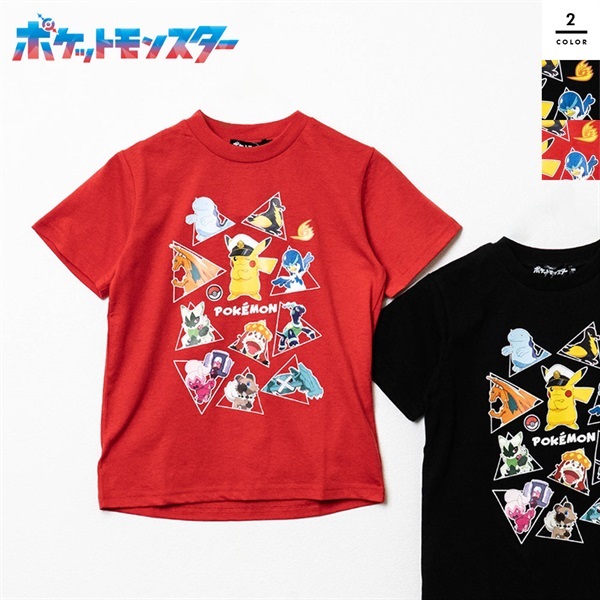ポケットモンスター キッズポケモン集合天竺半袖Tシャツ