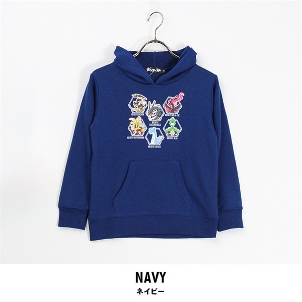 ポケモン トレーナー 六英雄 裏毛 フード付パーカー(ネイビー-110)