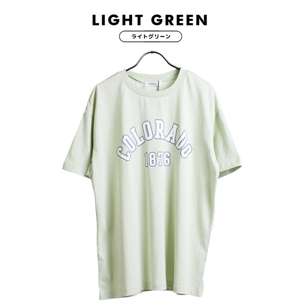 ラブトキシック カレッジロゴ ルーズ 半袖Tシャツ(ライトグリーン-S)