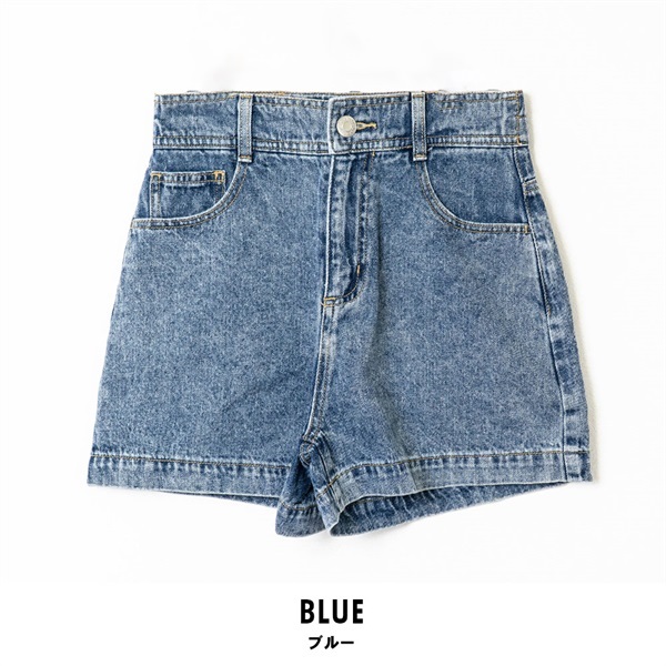 Lovetoxic(ラブトキシック) キッズプレートロゴデニムショートパンツ【GOODPRICE】(ブルー-140cm)