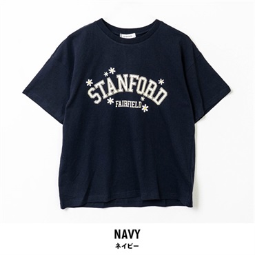 Lovetoxic(ラブトキシック) キッズフラワーカレッジTシャツ【GOODPRICE】【綿100％】(ネイビー-140cm)