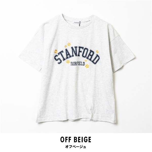 Lovetoxic(ラブトキシック) キッズフラワーカレッジTシャツ【GOODPRICE】【綿100％】(オフベージュ-140cm)