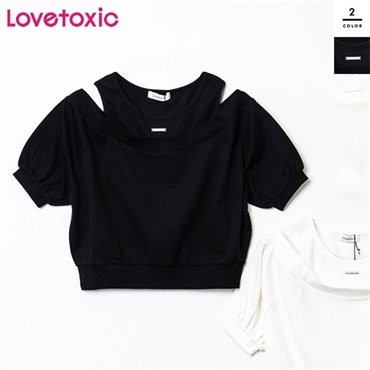 Lovetoxic(ラブトキシック) キッズオフショルレイヤードTシャツ