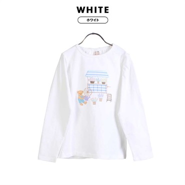 プティマイン アソート刺しゅう長袖Tシャツ(ホワイト-110)