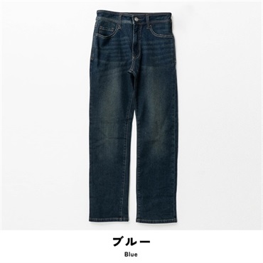 パレコレ レディースストレッチストレートデニム(ブルー-61cm)