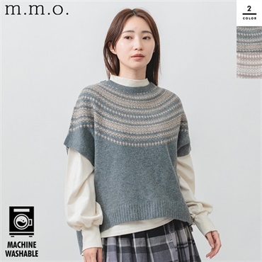 m.m.o レディース ニットベスト 求心柄