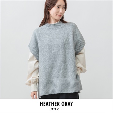m.m.o レディース ハイネックニット(杢グレー-M-L)