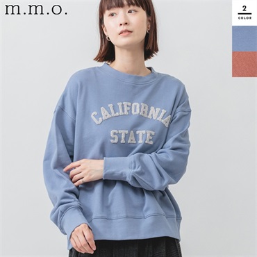 m.m.o レディース 綿100％ さがら刺繍ロゴ トレーナー