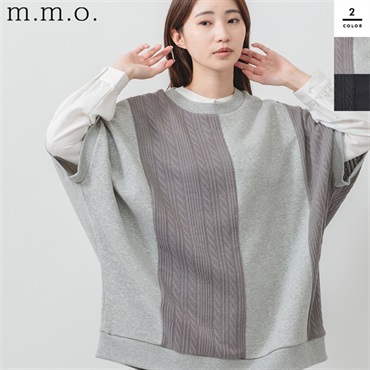 m.m.o レディース 切替 プルオーバーケーブルニット