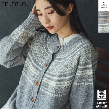 m.m.o レディース 求心柄 カーディガン