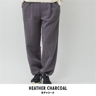 m.m.o レディース 裾ドロスト スウェットパンツ(杢チャコール-M-L)