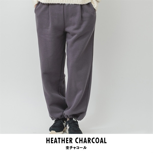 m.m.o レディース 裾ドロスト スウェットパンツ(杢チャコール-M-L)
