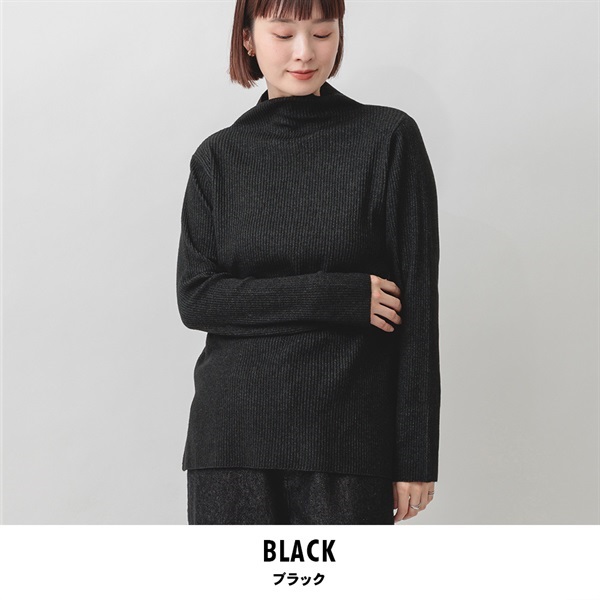 m.m.o レディース オーバーニット(ブラック-M)