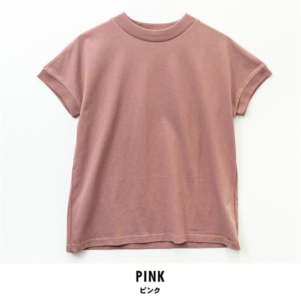 パレコレ レディースコットンドライモックネックＴシャツ【COTTON DRY】(ピンク-M)