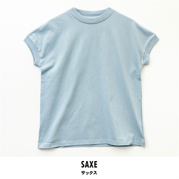 パレコレ レディースコットンドライモックネックＴシャツ【COTTON DRY】(サックス-M)