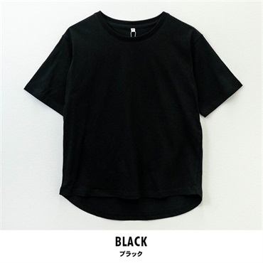 パレコレ レディースコットンドライゆるラウンドTシャツ【COTTON DRY】(ブラック-M)