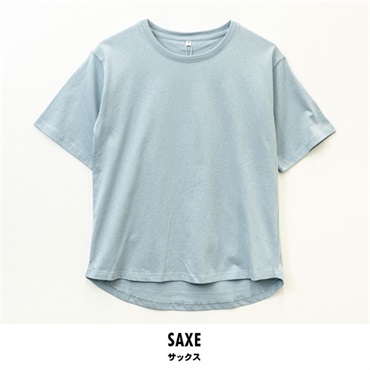 パレコレ レディースコットンドライゆるラウンドTシャツ【COTTON DRY】(サックス-M)