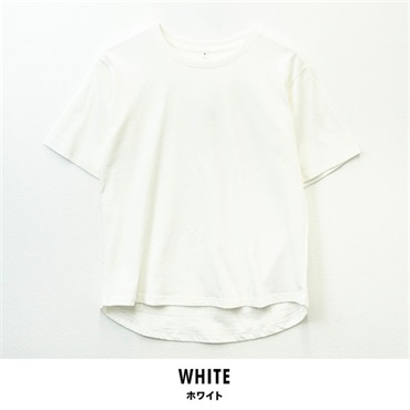 パレコレ レディースコットンドライゆるラウンドTシャツ【COTTON DRY】(ホワイト-M)