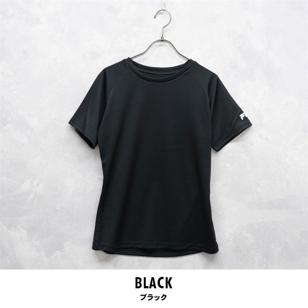 FILA(フィラ) レディース半袖メッシュTシャツ(ブラック-M)