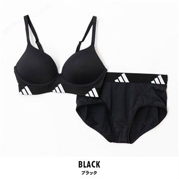 adidas(アディダス) レディーススポーツブラ&スポーツショーツ上下セット(ブラック-M)