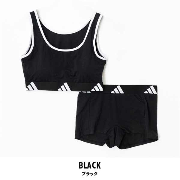 adidas(アディダス) レディーススポーツブラ&スポーツショーツ上下セット(ブラック-M)