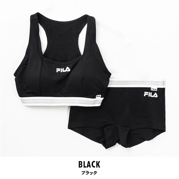 FILA(フィラ) レディース吸汗速乾ボクサーショーツ&吸汗速乾ハーフトップセット(ブラック-M)