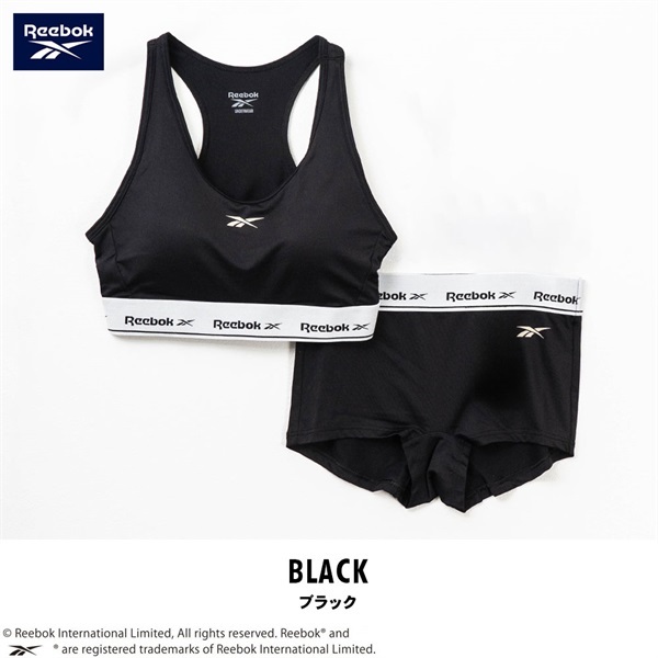 Reebok(リーボック) レディースボクサーショーツ&ハーフトップセット(ブラック-M)