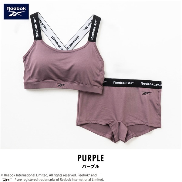 Reebok(リーボック) レディースボクサーショーツ&肩ゴムハーフトップセット(パープル-M)