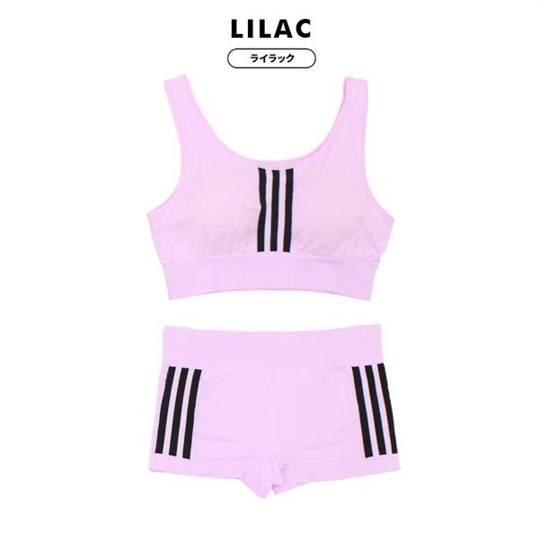 アディダス ノンワイヤースポーツブラ＆ショーツセット(ライラック-M)