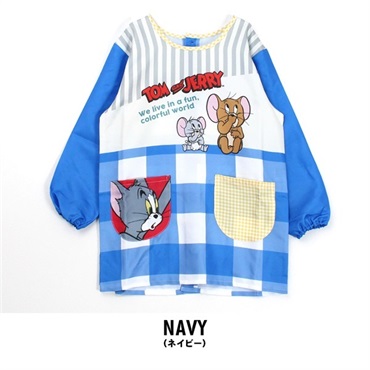 トムとジェリー レディース 割烹着(ネイビー-M)