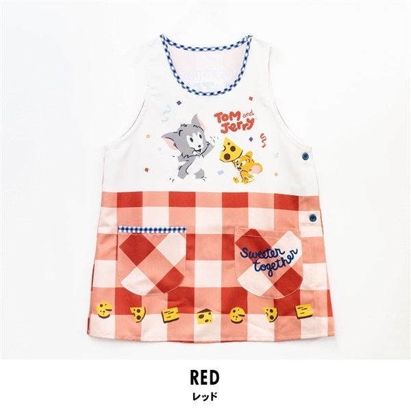 TOM&JERRY(トムとジェリー) 大人用エプロン(レッド-M-L)