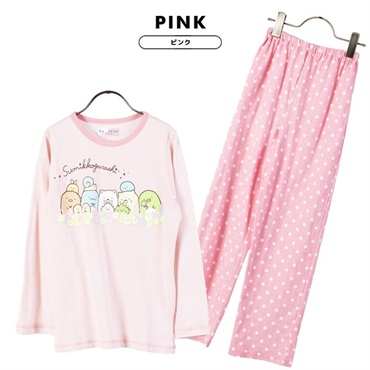 すみっコぐらし キッズパジャマ ルームウェア(ピンク-100)