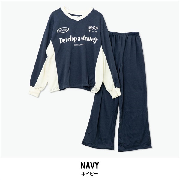 repipi armario(レピピアルマリオ) キッズ裏毛長袖Tスーツ(ネイビー-140cm)