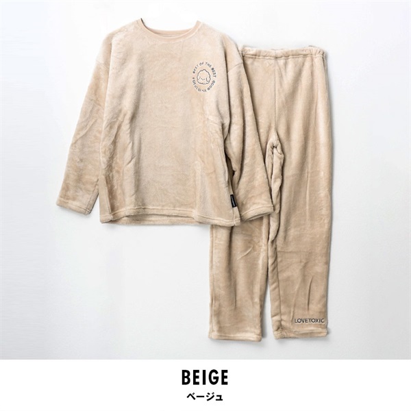 Lovetoxic(ラブトキシック) キッズルームウェア長袖上下セット(ベージュ-140cm)