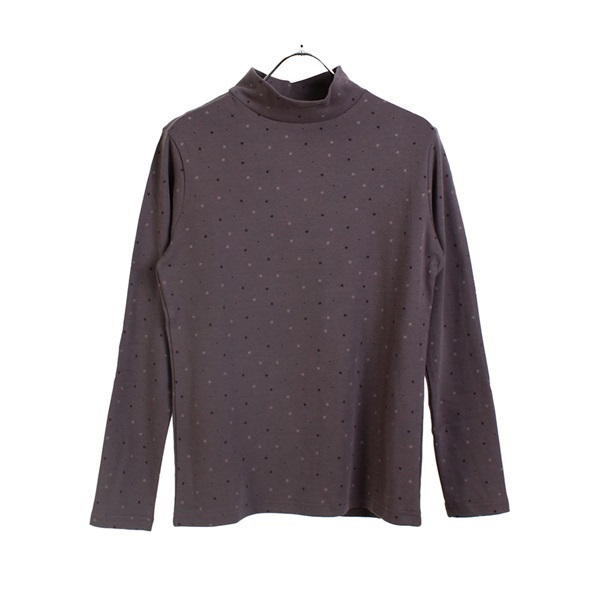 パレコレ ホットライフ 綿発熱スムース モックネックTシャツ(ブラウン(390-345)-M)