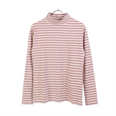 パレコレ ホットライフ 綿発熱スムース モックネックTシャツ(ピンク(390-344)-M)