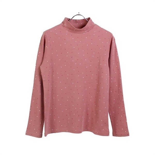 パレコレ ホットライフ 綿発熱スムース モックネックTシャツ(ピンク(390-345)-M)