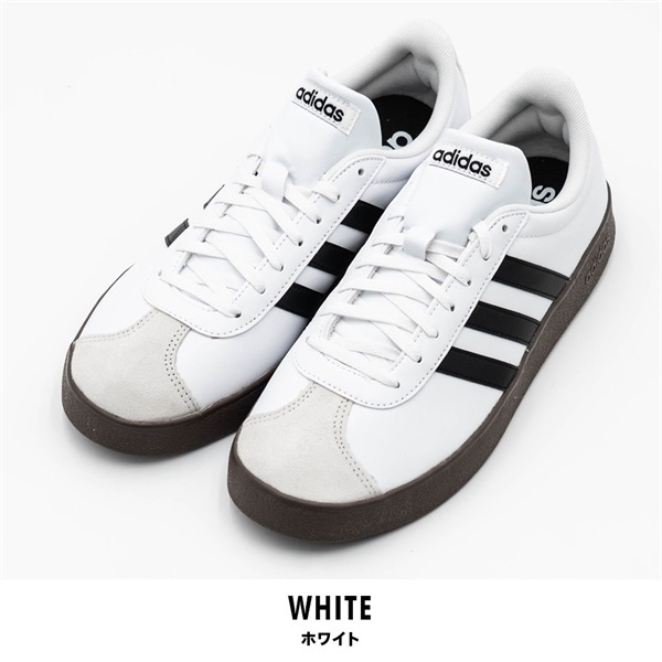 adidas(アディダス) メンズスニーカー VLコートベース(ホワイト-25.5cm)