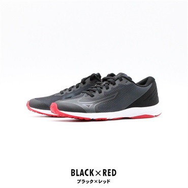 MIZUNO スピードスタッズ4 スニーカー キッズ(ブラック×レッド-22)