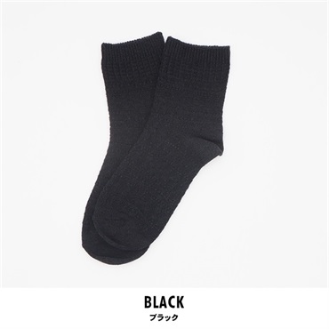 レディース クルー丈 ソックス 2足組(ブラック-22-24)