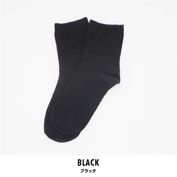 レディース クルー丈 ソックス 2足組(ブラック-22-24)