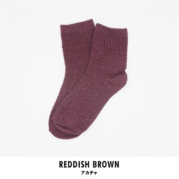 レディース クルー丈 ソックス 2足組(アカチャ-22-24)