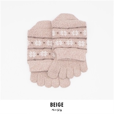 レディース 5本指 ソックス 2足組(ベージュ-22-24)