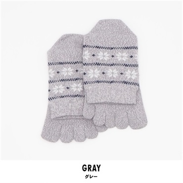 レディース 5本指 ソックス 2足組(グレー-22-24)